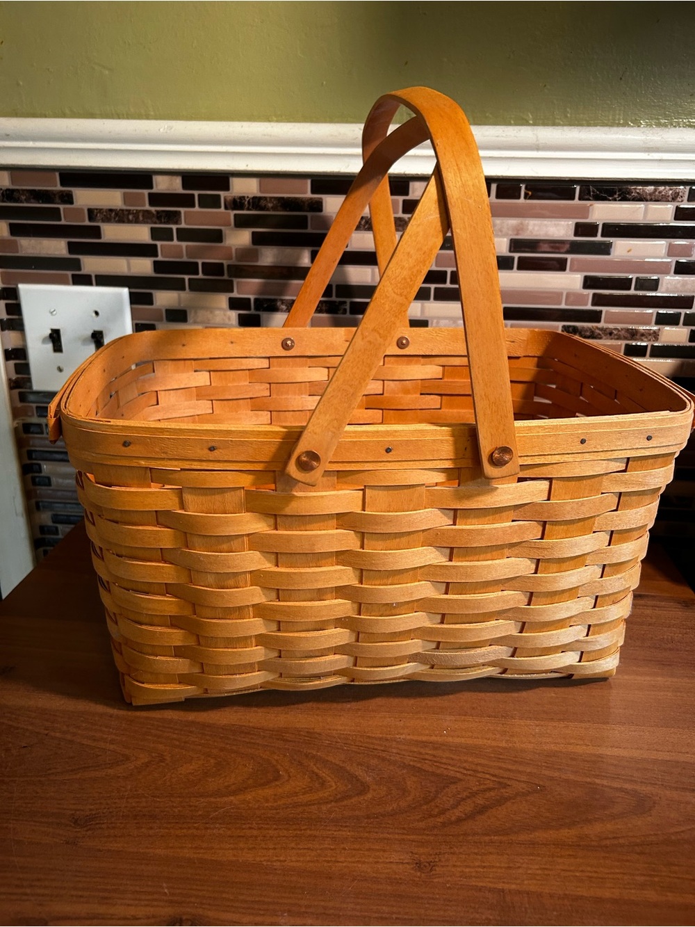 Vintage Longaberger Market Basket- Natural Wood